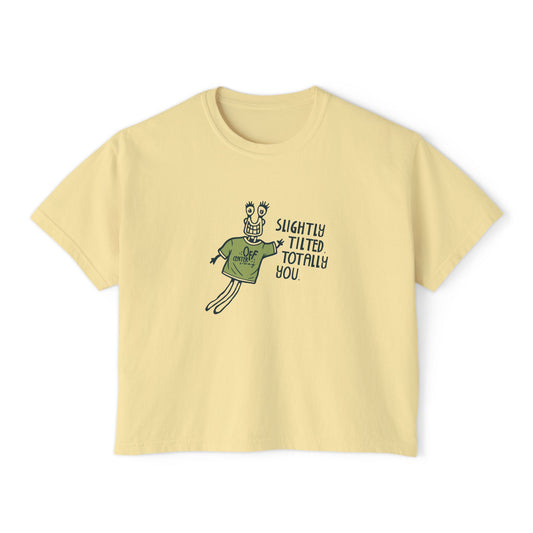 Boxy Tee — 'Slightly Tilted Totally You' Cute Frog Graphic Women's Shirt