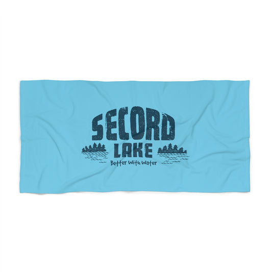 "Secord Lake, Better With Water" Beach Towel