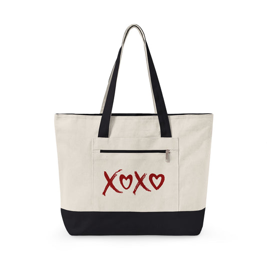 "XOXO" Zippered Canvas Tote