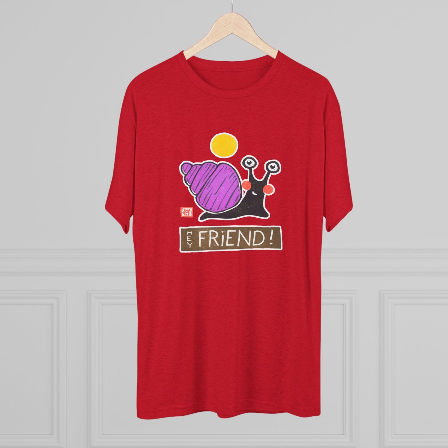 Funny Snail T-Shirt | "Hey Friend" Tri-Blend Tee | Cute Gift for Friends
