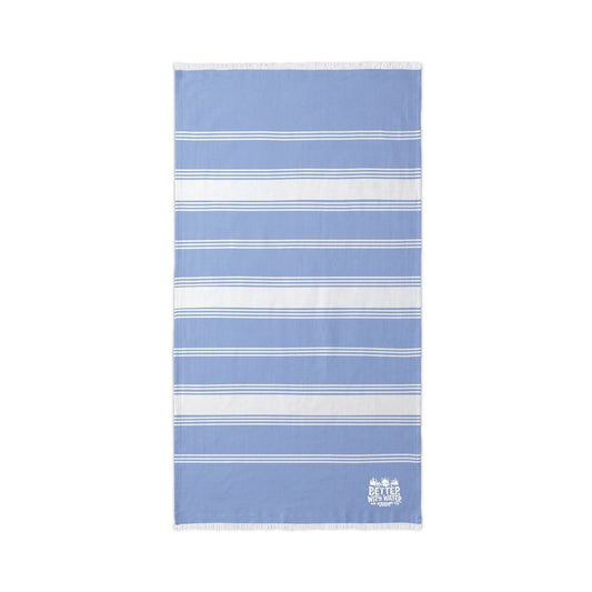 "Better with Water" Striped Embroidered Beach Towel