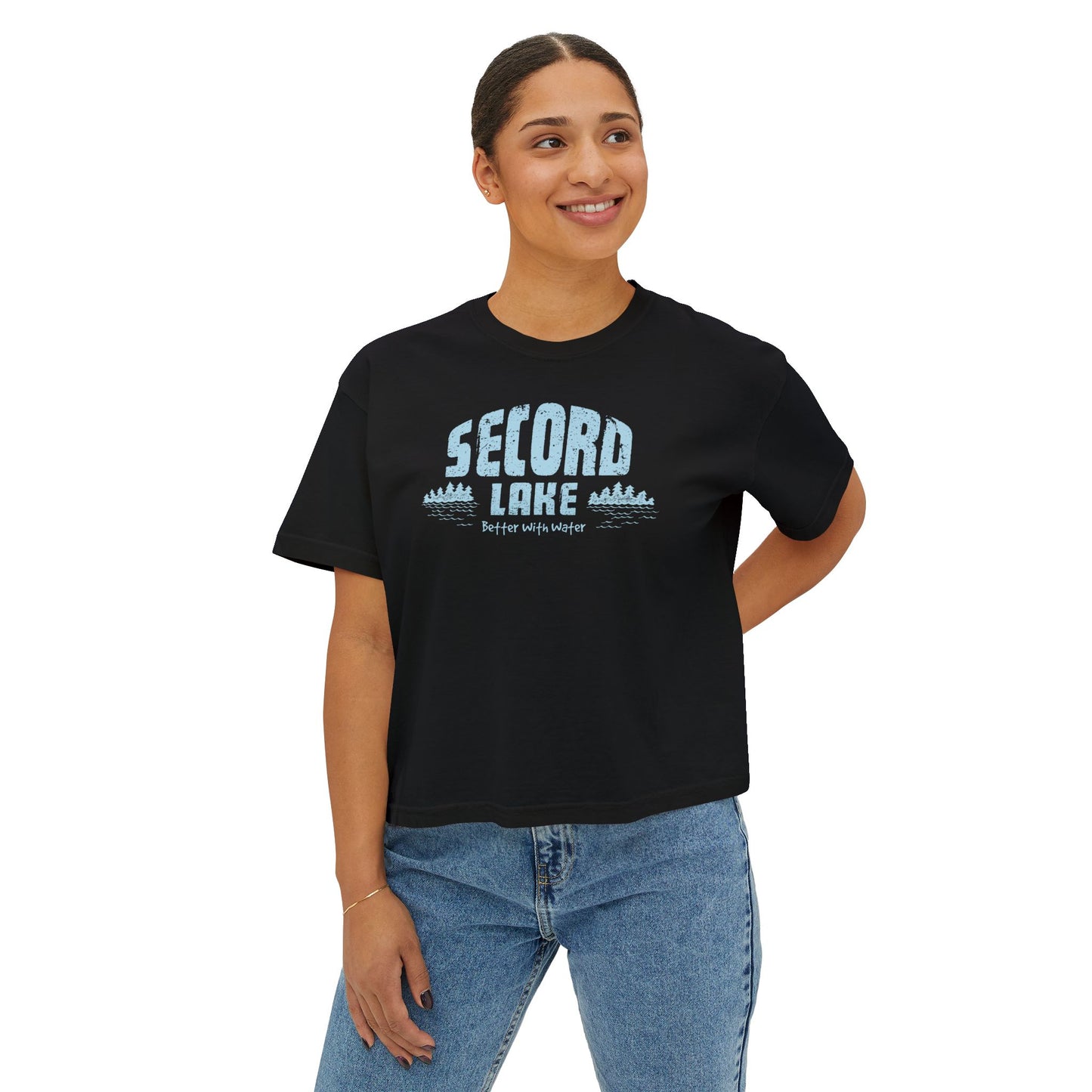 "Second Lake, Better With Water" — Women's Boxy Tee