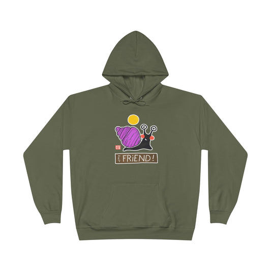 "Hey Friend!" Snail Graphic Hoodie | Meaningful Connection Hoodie | Friendship Gift