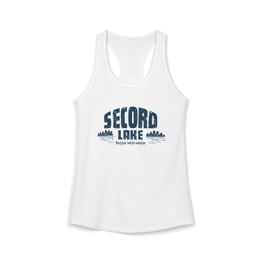 "Secord Lake, Better With Water" Women's Racerback Tank