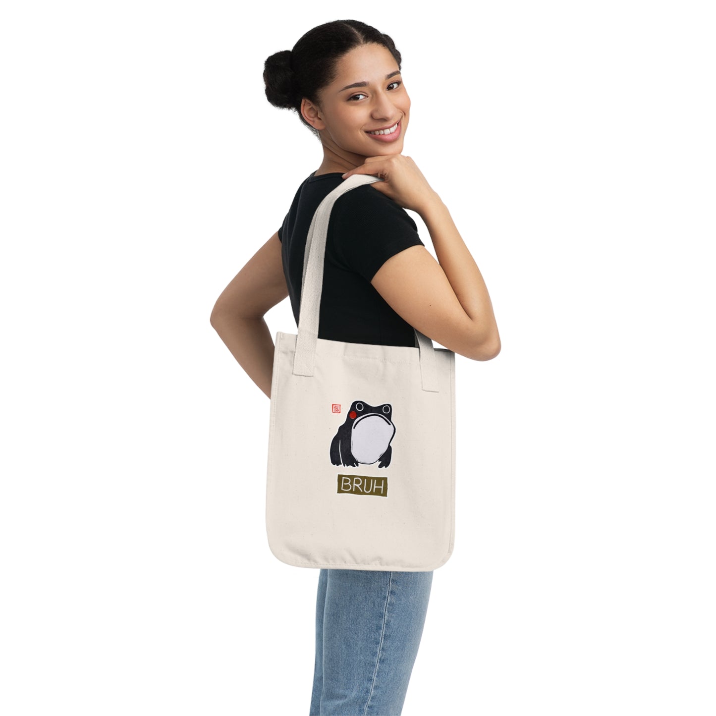 Meaningful Frog Eco Tote | "Bruh" Organic Canvas Bag | Personal Growth Accessory