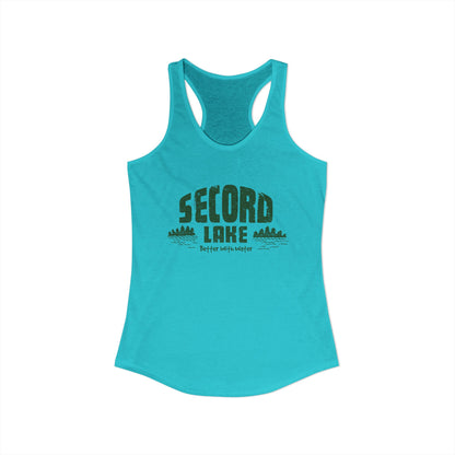"Secord Lake, Better With Water" Women's Racerback Tank