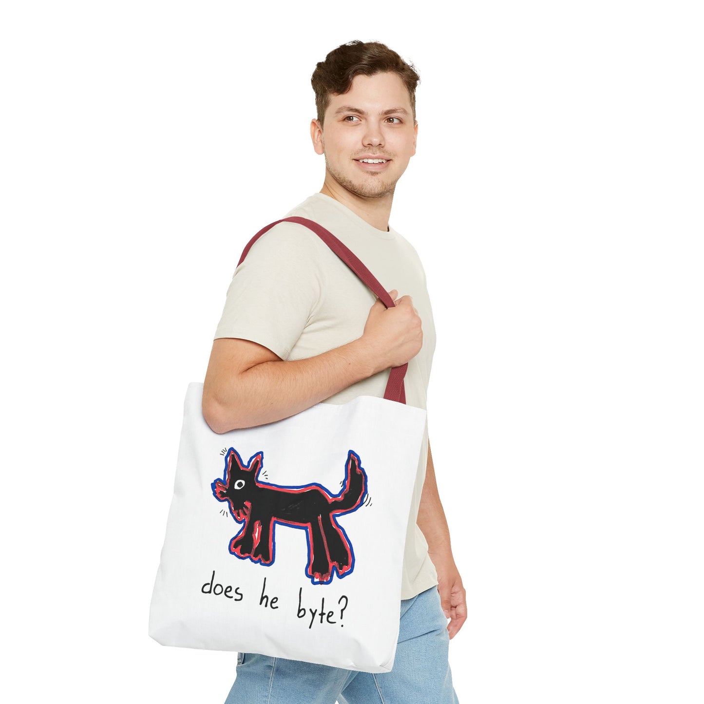 "Does He Byte?"  —  Tote Bag