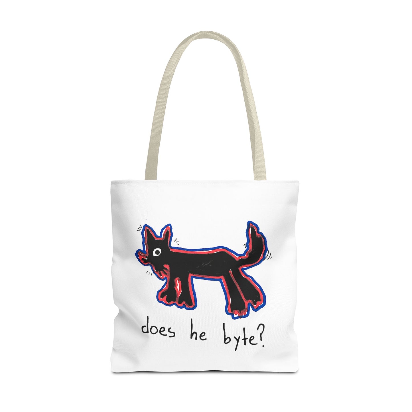 "Does He Byte?"  —  Tote Bag