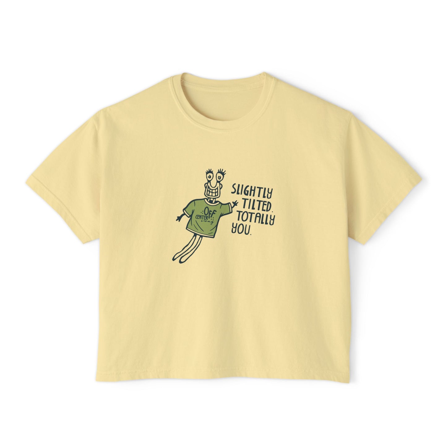 Boxy Tee — 'Slightly Tilted Totally You' Cute Frog Graphic Women's Shirt
