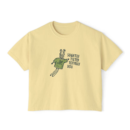 Boxy Tee — 'Slightly Tilted Totally You' Cute Frog Graphic Women's Shirt