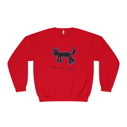“Does he byte?”  — Crewneck Sweatshirt