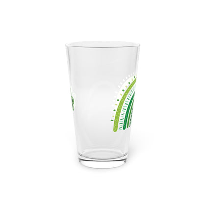 Lucky Shamrock 16oz Decorative Beer & Drinking Glass | Green Rainbow & Clover Graphic | St. Patrick's Day Apparel