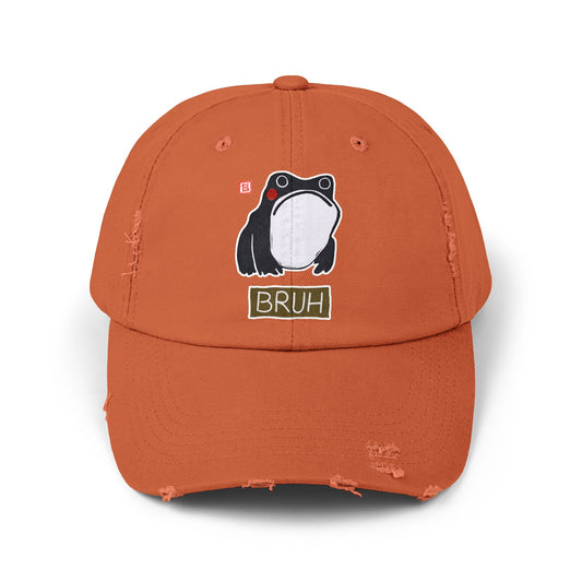 Meaningful Frog Distressed Cap | "Bruh" Baseball Hat | Relatable Humor Gift