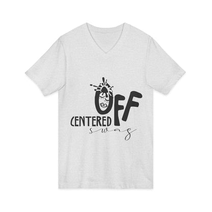 Off Centered Unisex Jersey Short Sleeve V-Neck Tee (pl)