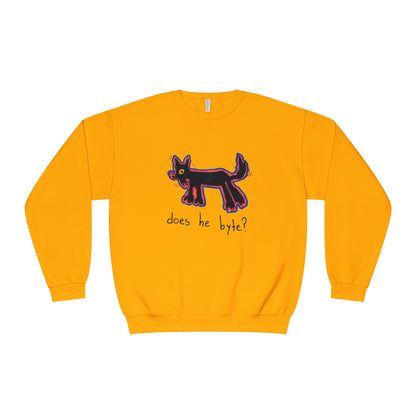 “Does he byte?”  — Crewneck Sweatshirt