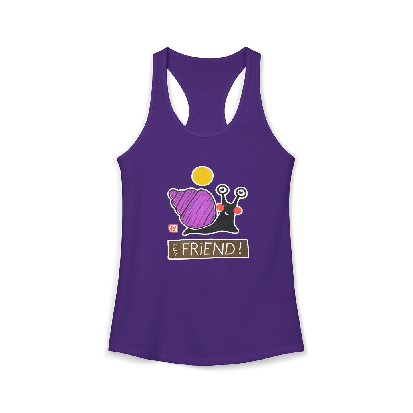 Funny Snail Racerback Tank | "Hey Friend" Yoga Top | Quirky Gift for Her
