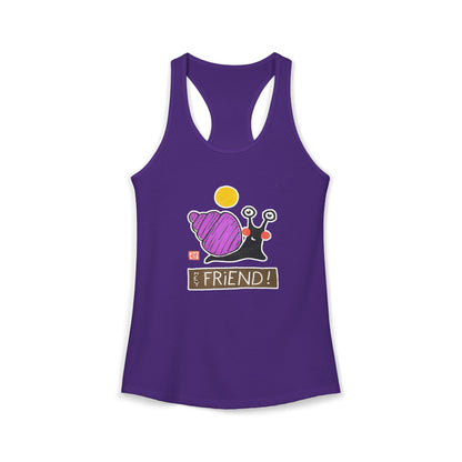 Funny Snail Racerback Tank | "Hey Friend" Yoga Top | Quirky Gift for Her