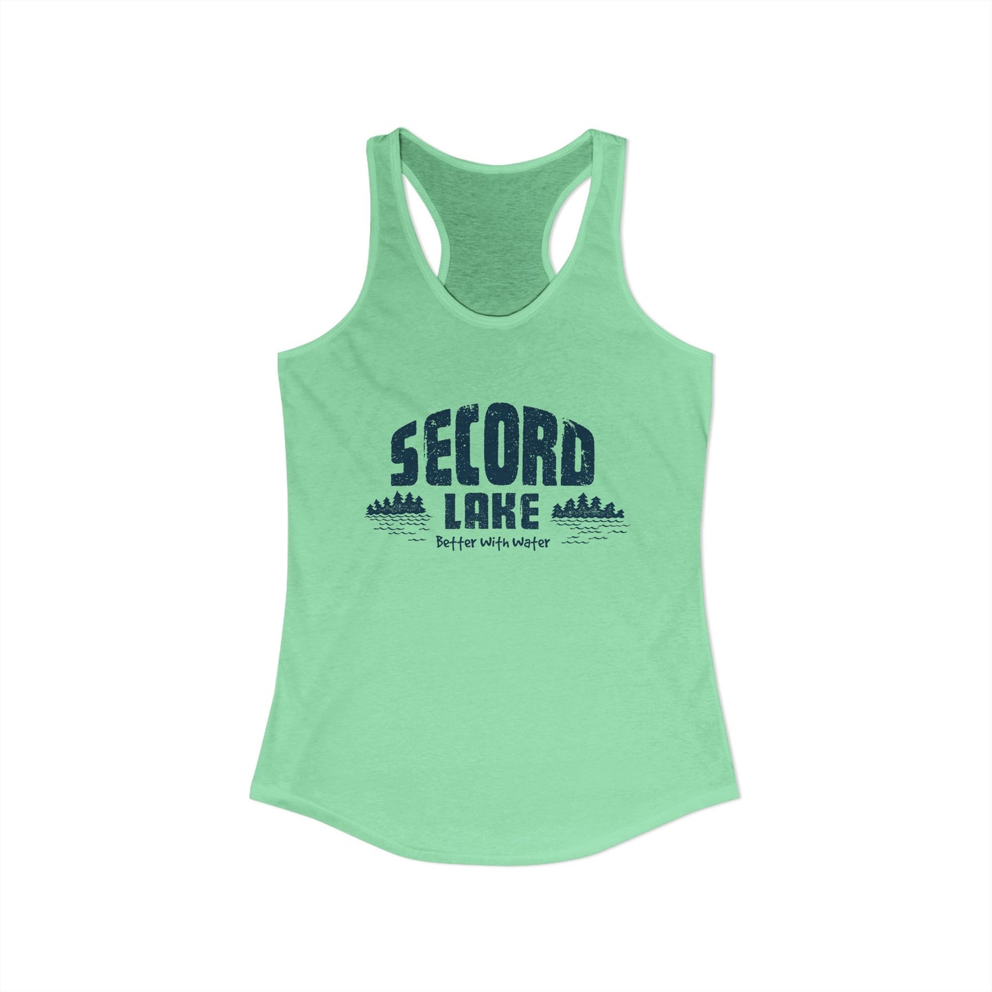 "Secord Lake, Better With Water" Women's Racerback Tank