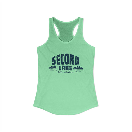 "Secord Lake, Better With Water" Women's Racerback Tank