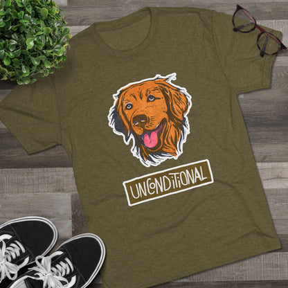 Golden Retriever Shirt | "Unconditional" Tri-Blend Tee | Gift for Dog Moms & Dog Dads