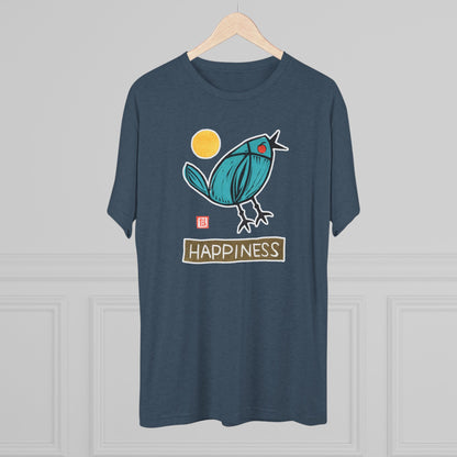 Blue Bird Illustration Shirt | "Happiness" Small Good Things | Premium Tri-Blend Tee
