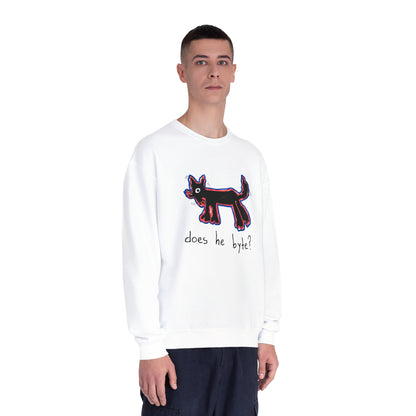 “Does he byte?”  — Crewneck Sweatshirt