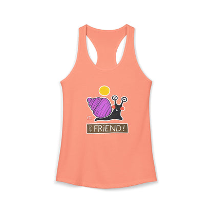 Funny Snail Racerback Tank | "Hey Friend" Yoga Top | Quirky Gift for Her