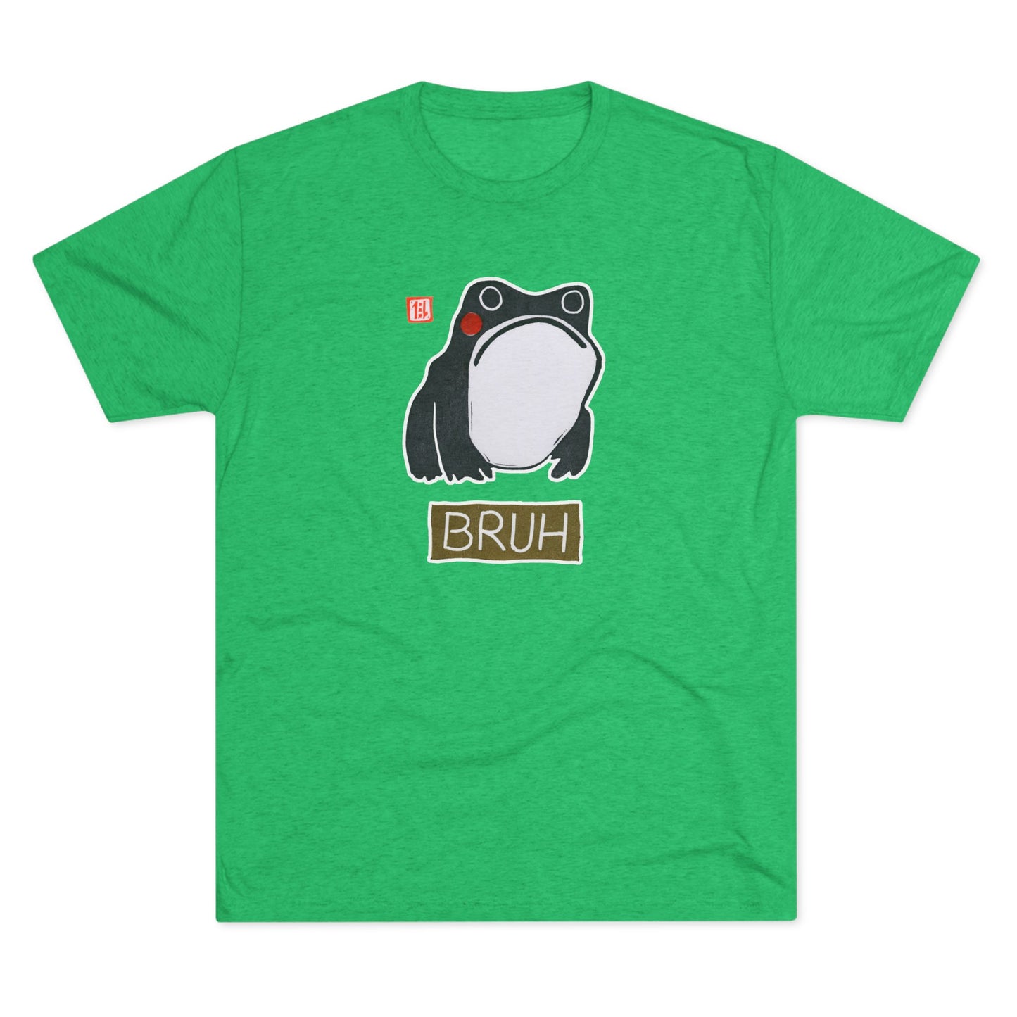 Meaningful Frog Graphic Tee | "Bruh" Tri-Blend Crewneck | Relatable Humor Gift