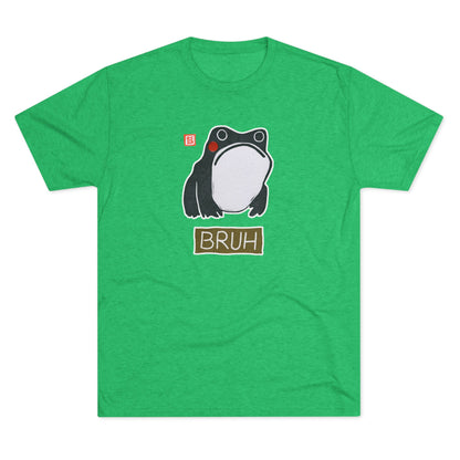 Meaningful Frog Graphic Tee | "Bruh" Tri-Blend Crewneck | Relatable Humor Gift