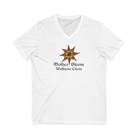 "Mother Bloom Wellness Clinic" Bella_Canva V‑Neck Tee