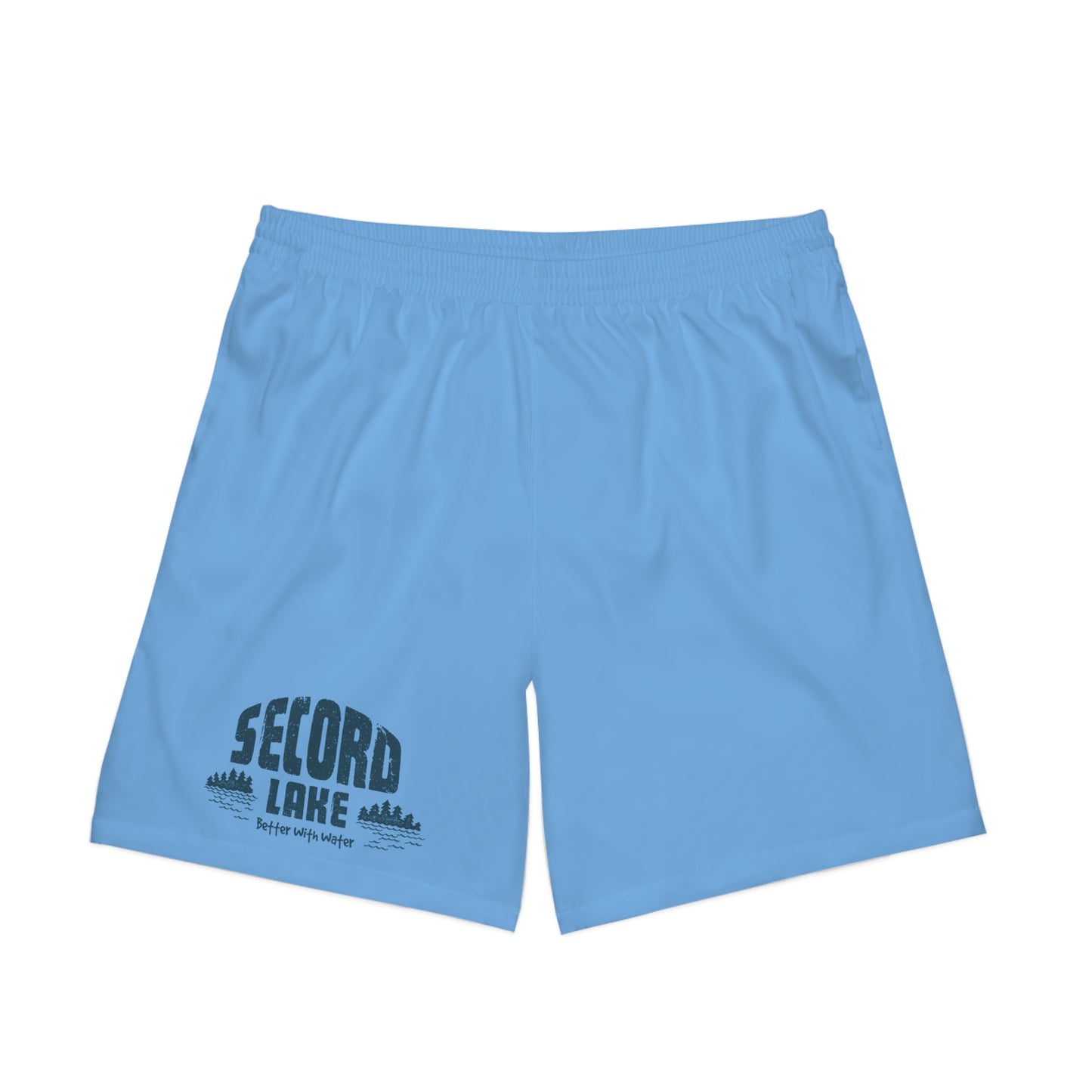 "Secord Lake, Better With Water" Men's Beach Shorts