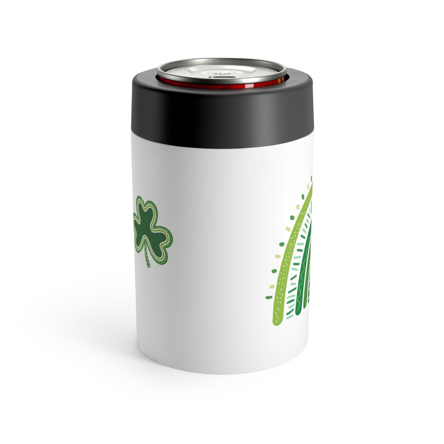 Lucky Shamrock Insulated Can Holder  | Green Rainbow & Clover Graphic | St. Patrick's Day Swag