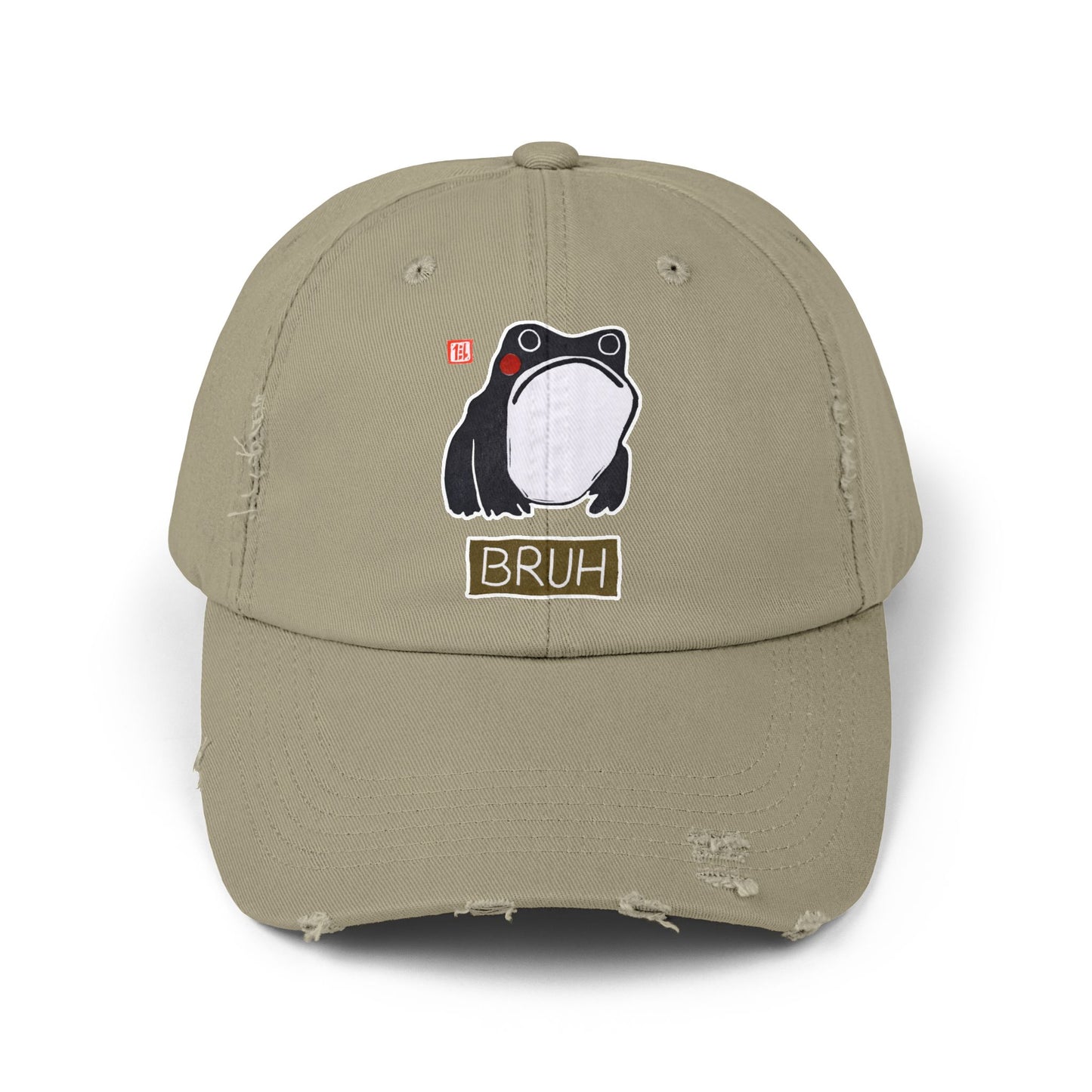 Meaningful Frog Distressed Cap | "Bruh" Baseball Hat | Relatable Humor Gift