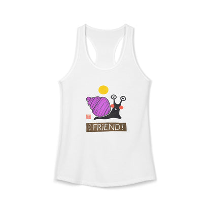 Funny Snail Racerback Tank | "Hey Friend" Yoga Top | Quirky Gift for Her