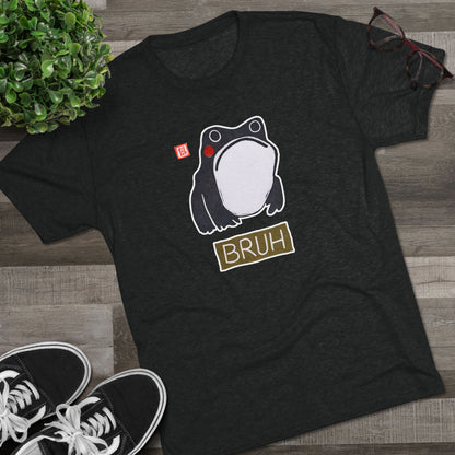 Meaningful Frog Graphic Tee | "Bruh" Tri-Blend Crewneck | Relatable Humor Gift