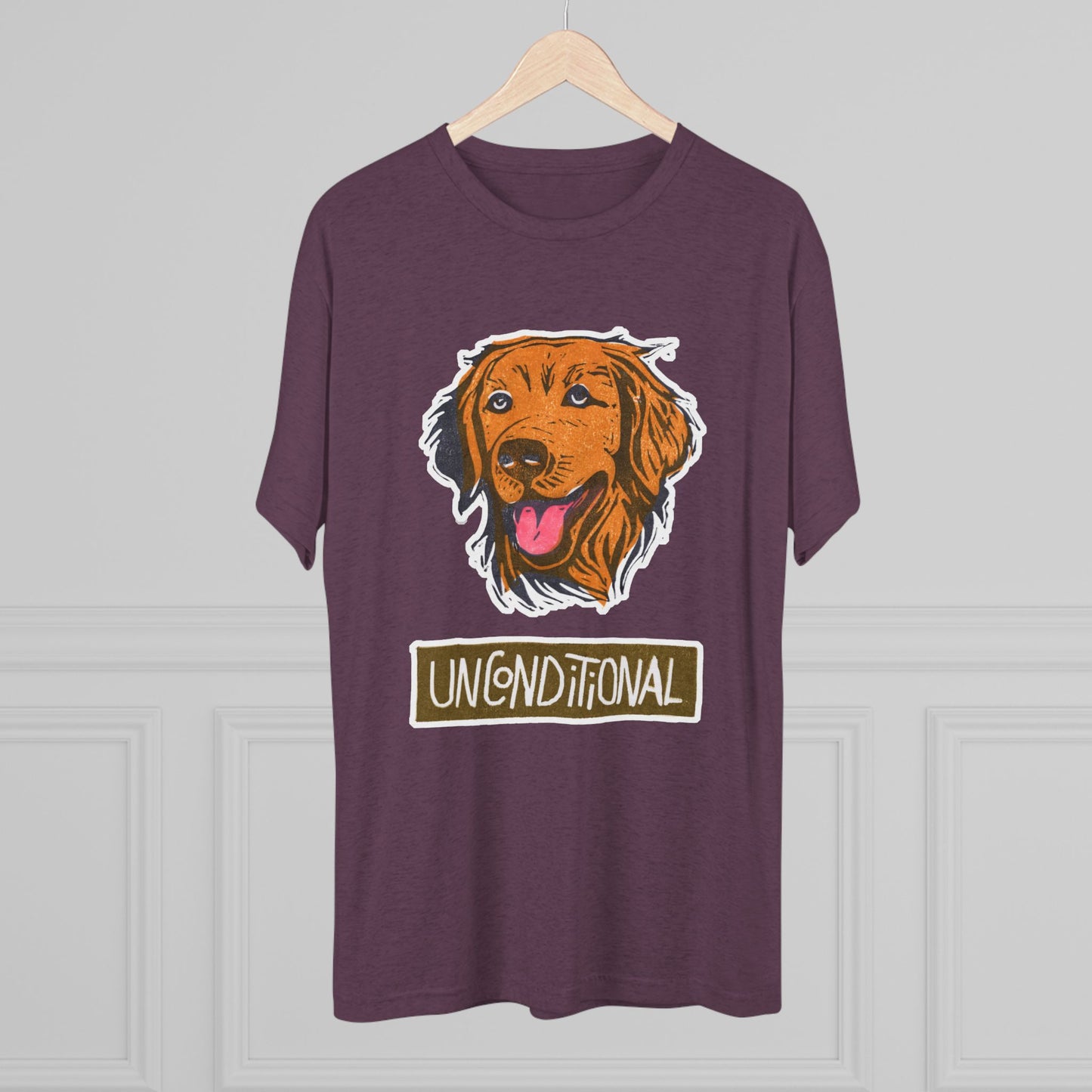 Golden Retriever Shirt | "Unconditional" Tri-Blend Tee | Gift for Dog Moms & Dog Dads