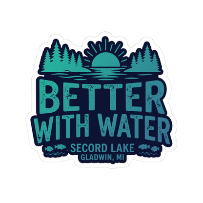 "Better With Water, Secord Lake" Sticker