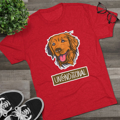 Golden Retriever Shirt | "Unconditional" Tri-Blend Tee | Gift for Dog Moms & Dog Dads