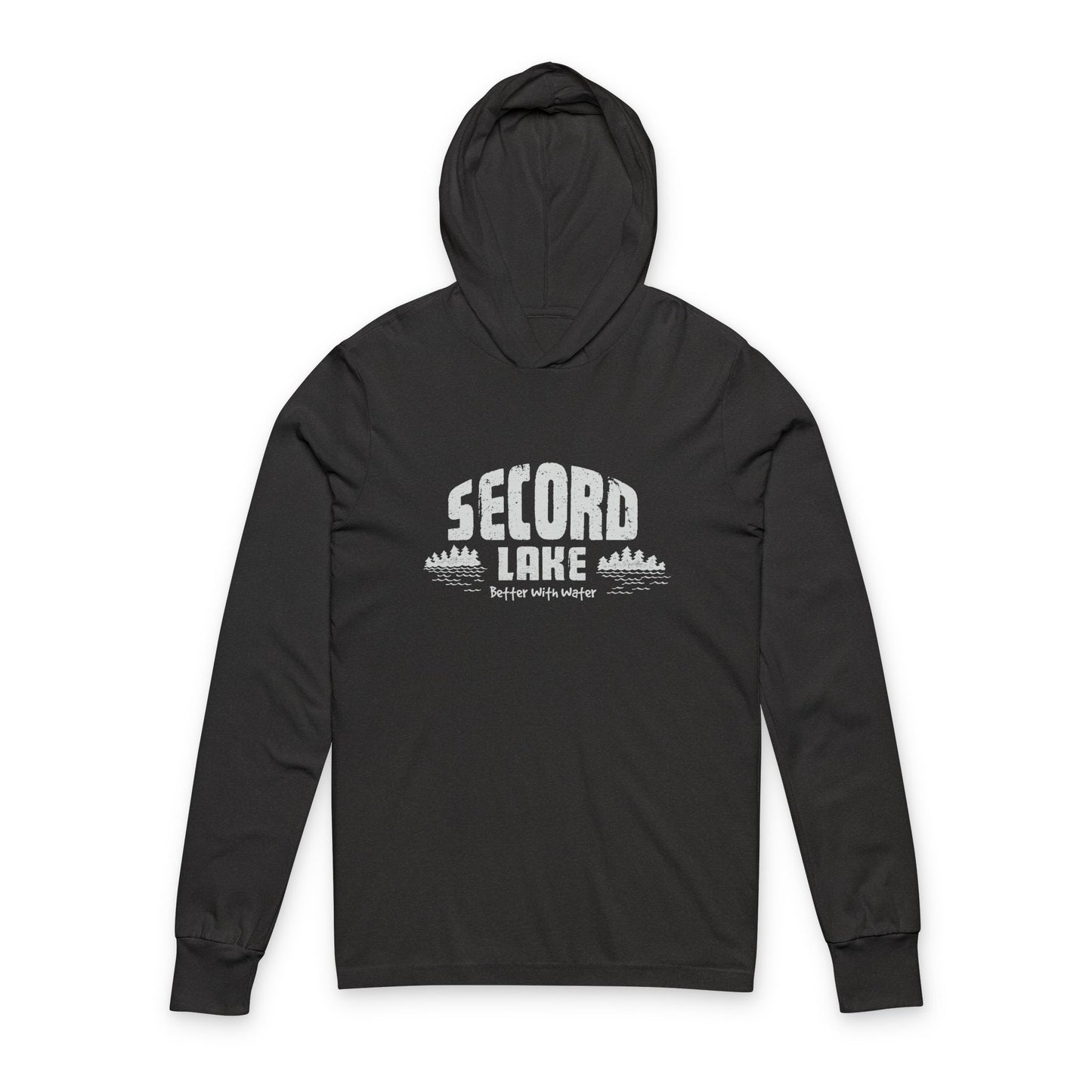 Secord Lake Better with Water Retro Long Sleeve Tee Hoodie