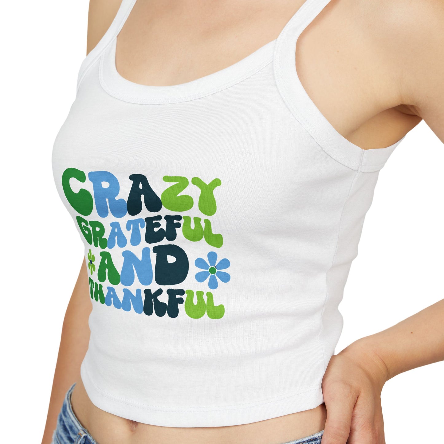 "Crazy Grateful and Thankful" Women's Spaghetti Tank Top