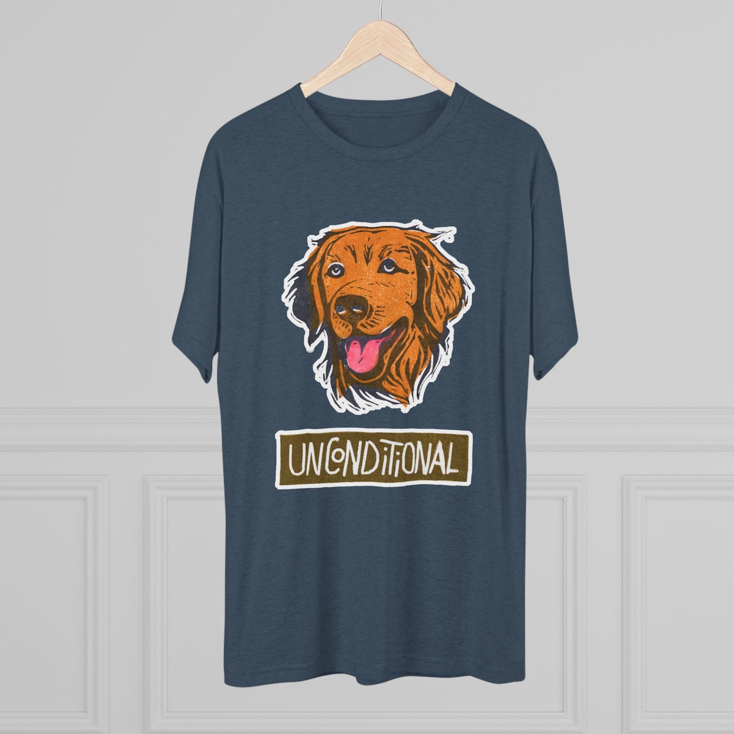 Golden Retriever Shirt | "Unconditional" Tri-Blend Tee | Gift for Dog Moms & Dog Dads