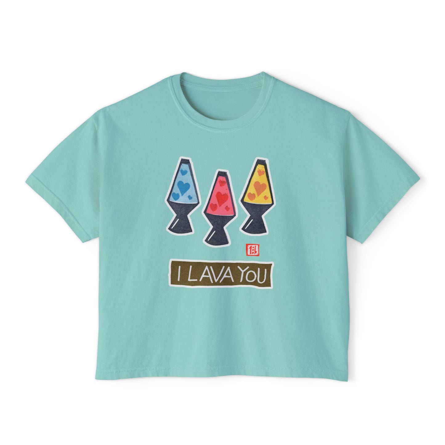 I Lava You Boxy Tee — Cute Lava Lamp Graphic Tee for Women