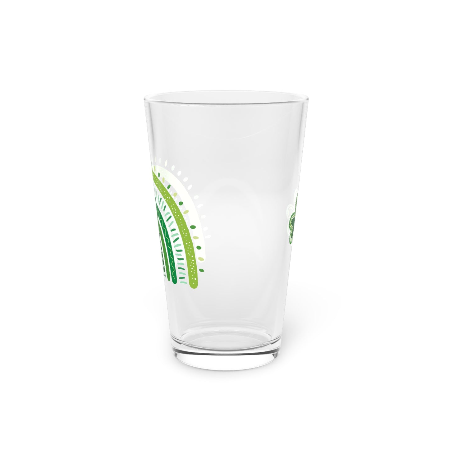 Lucky Shamrock 16oz Decorative Beer & Drinking Glass | Green Rainbow & Clover Graphic | St. Patrick's Day Apparel