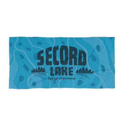 "Second Lake, Better With Water" Beach Towel