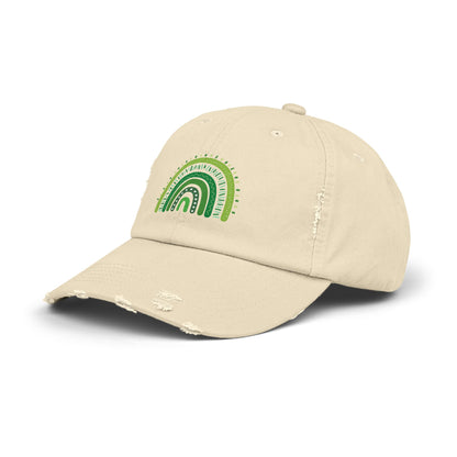 Lucky Green Rainbow Baseball Hat | Distressed Boho St. Patty's Cap | Vintage Style Unisex Hat
