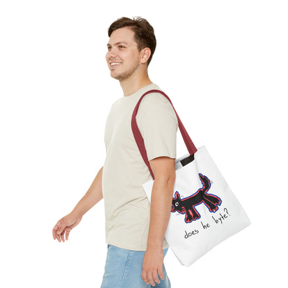 "Does He Byte?"  —  Tote Bag