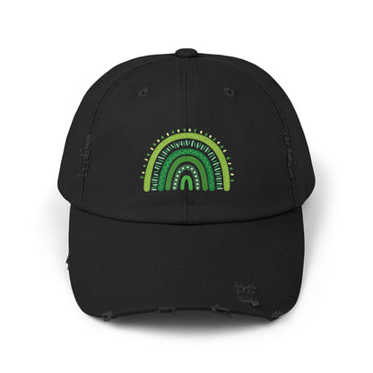 Lucky Green Rainbow Baseball Hat | Distressed Boho St. Patty's Cap | Vintage Style Unisex Hat