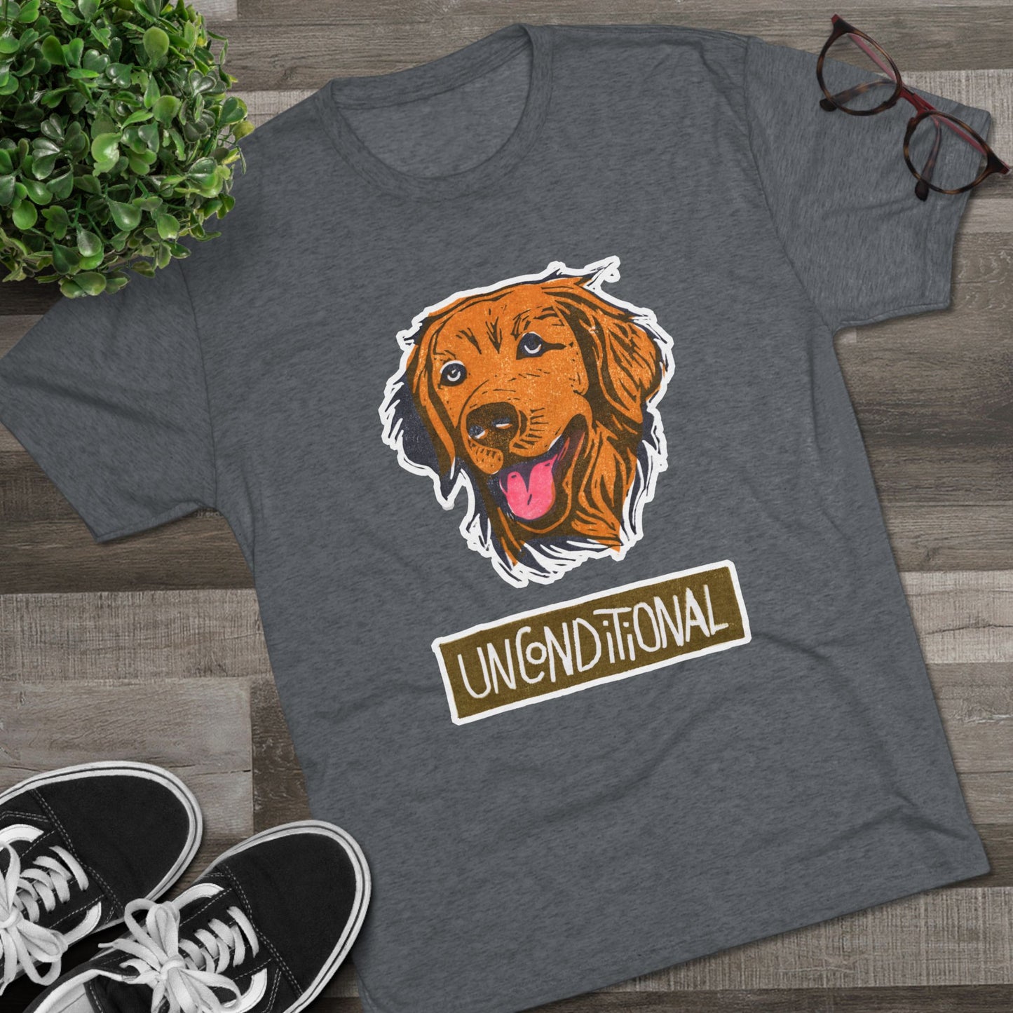 Golden Retriever Shirt | "Unconditional" Tri-Blend Tee | Gift for Dog Moms & Dog Dads