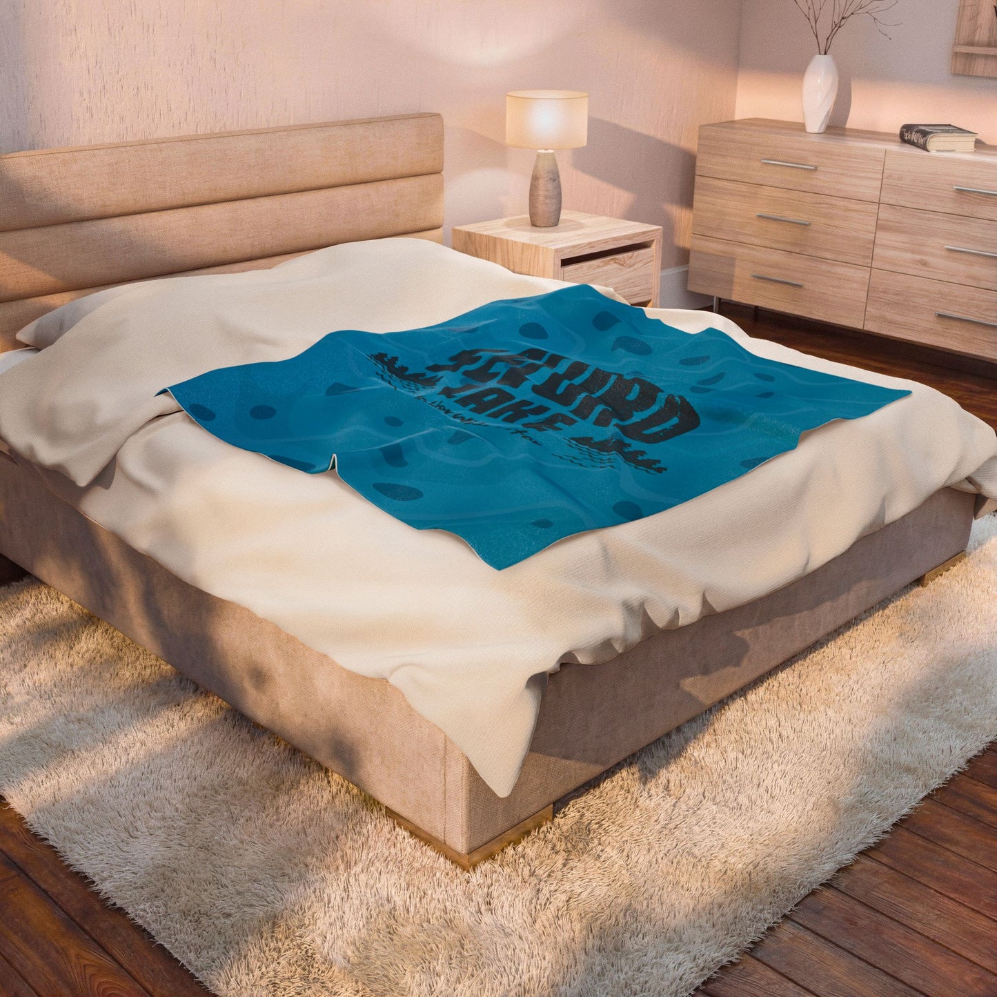 "Second Lake, Better With Water" Cozy Plush Throw