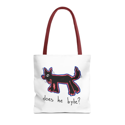 "Does He Byte?"  —  Tote Bag